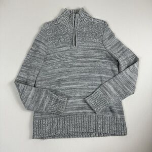 Banana Republic Sweater 1/4 Zip Pullover Gray Cableknit Heavy Chunky Mens Medium